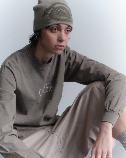 nyke × Cycle SPIRAL TAG BEANIE -KHAKI-